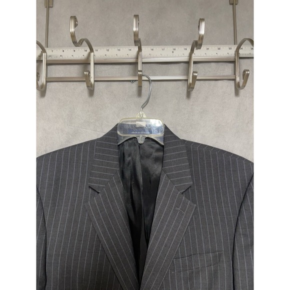 Ralph Lauren Suit Men 42R Gray Striped 2B Cashmere Wool Academia 36X29 Pant Luxe - Picture 1 of 16